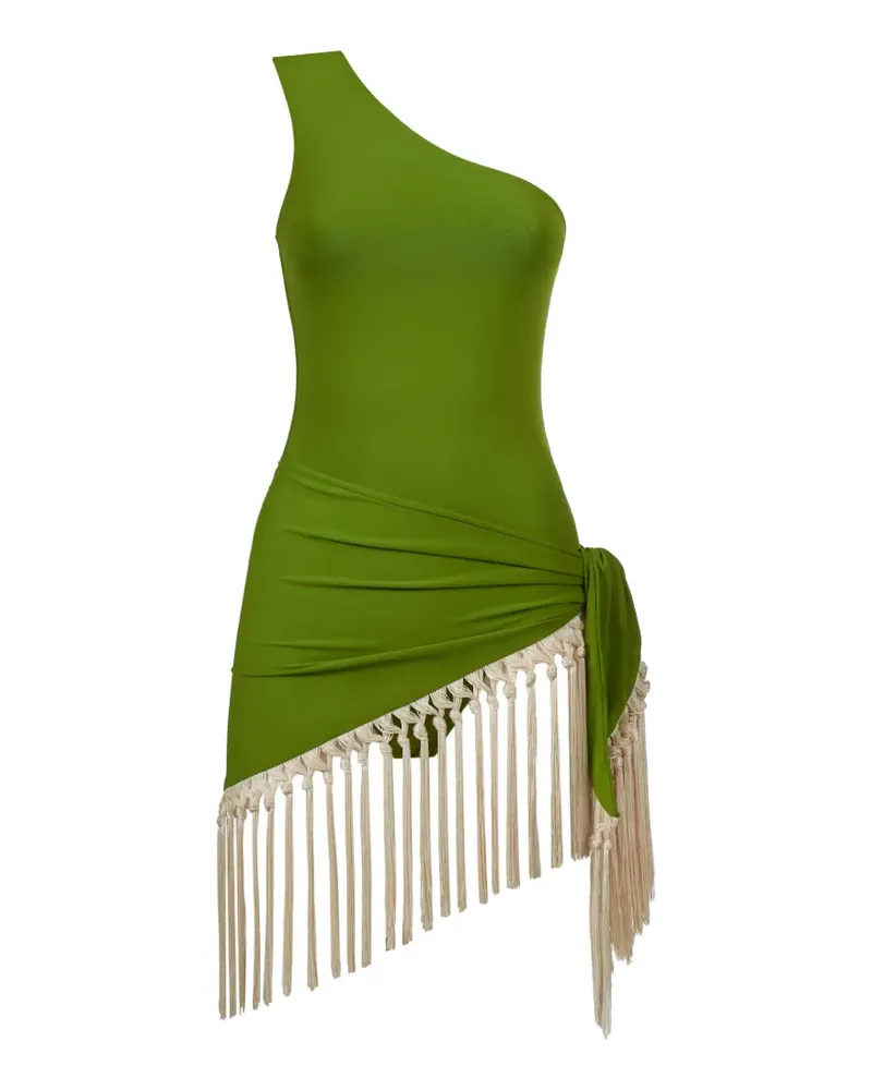 Taller Marmo Yacare One-Shoulder-Badeanzug mit Fransen - Grün Grün