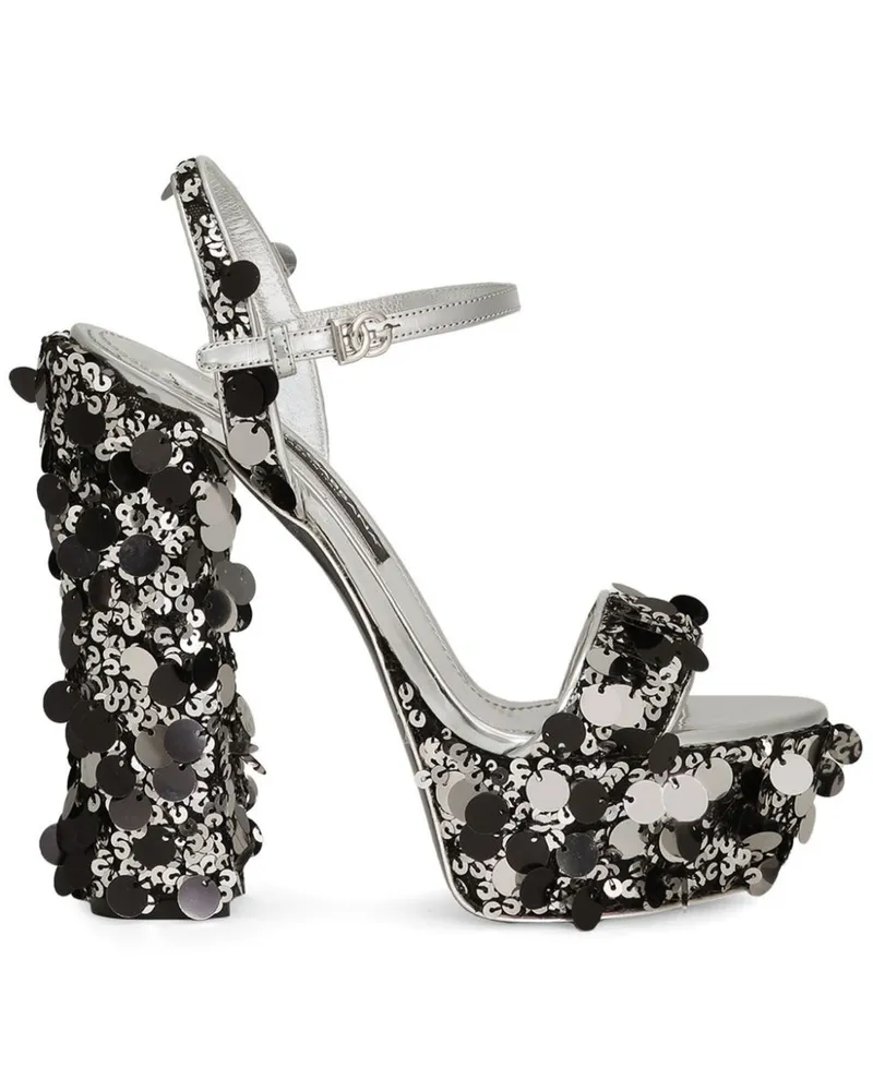 Dolce & Gabbana Sandalen mit Pailletten 105mm - Silber Silber
