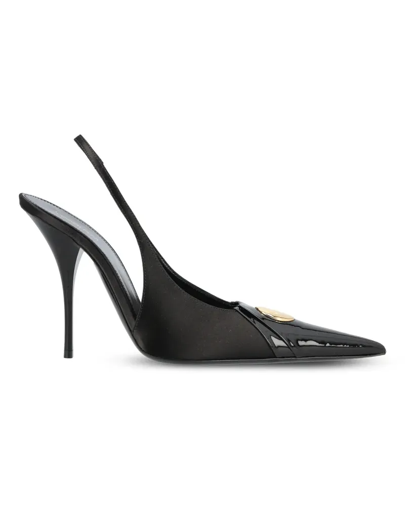 Saint Laurent Louis slingback pumps in patent leather and satin - Schwarz Schwarz