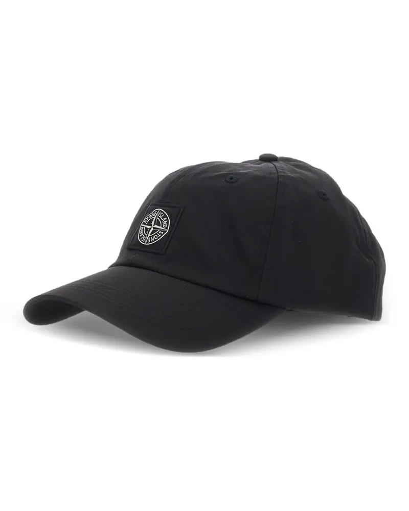 Stone Island Baseballkappe mit Logo-Patch - Schwarz Schwarz