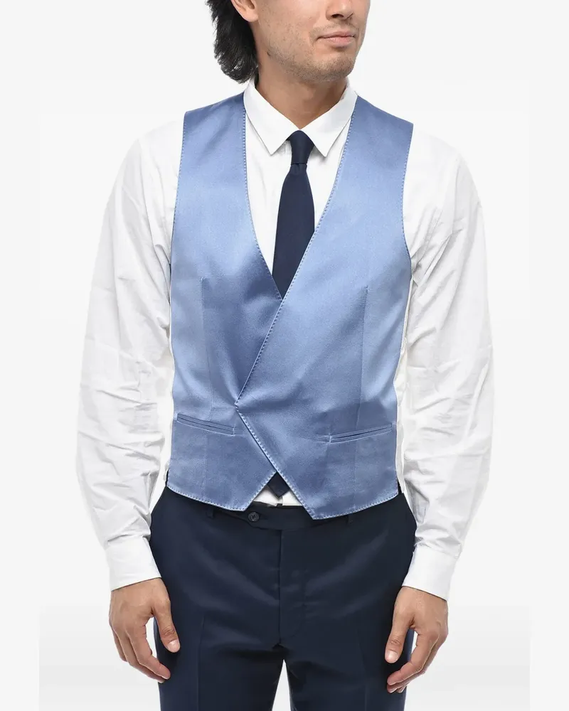 Corneliani double-breasted silk waistcoat - Blau Blau