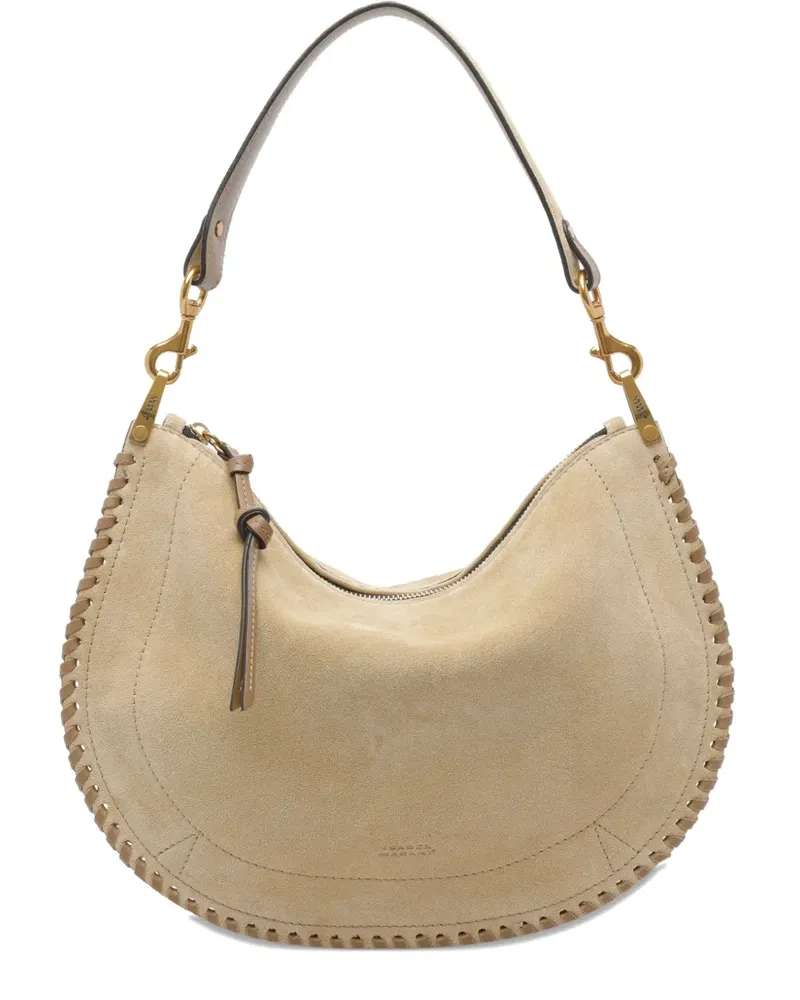 Isabel Marant Oskan Soft Wildleder-Schultertasche mit Reißverschluss - Nude Nude