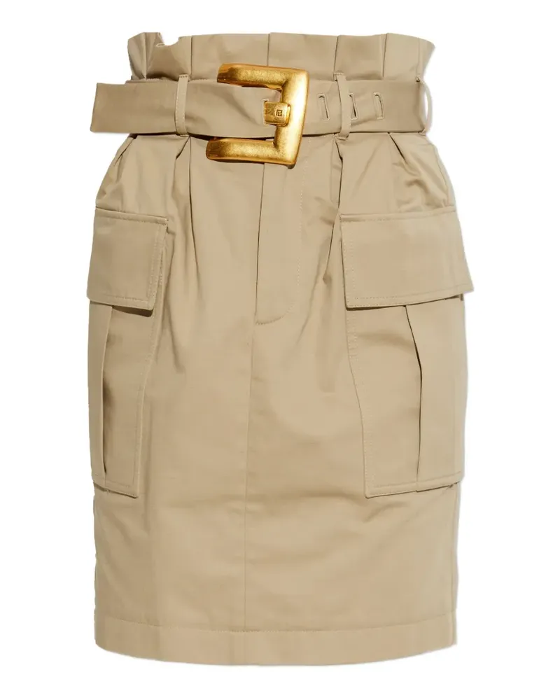 Balmain belted cargo-pocket mini skirt - Nude Nude