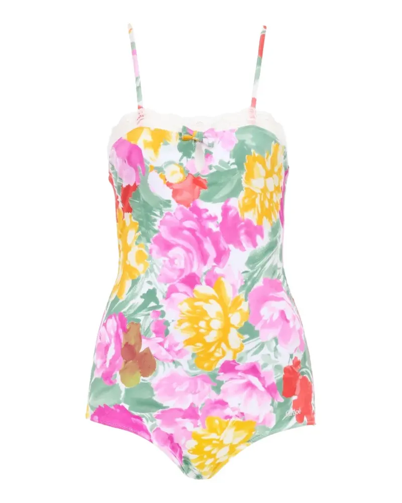 Chloé Badeanzug mit Blumen-Print - Rosa Rosa