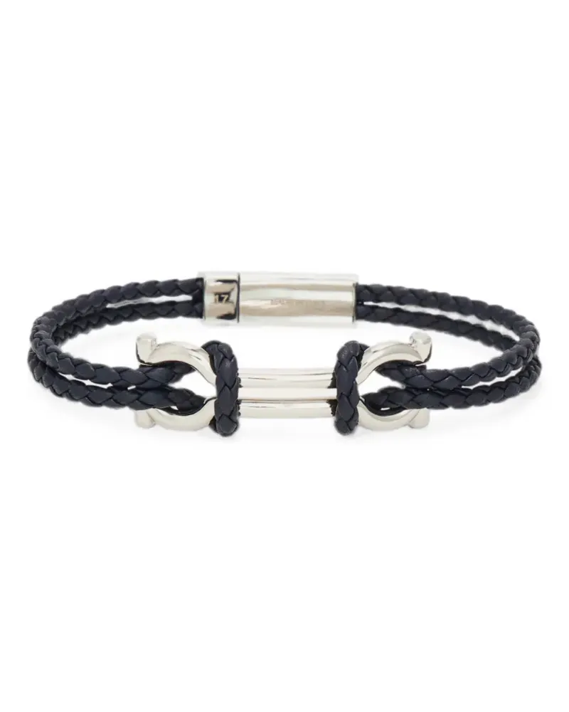 Ferragamo Geflochtenes Gancini Lederarmband - Silber Silber