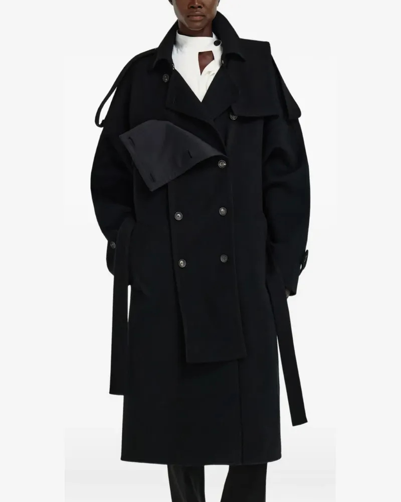 Ferragamo Doppelreihiger Oversized-Mantel - Schwarz Schwarz