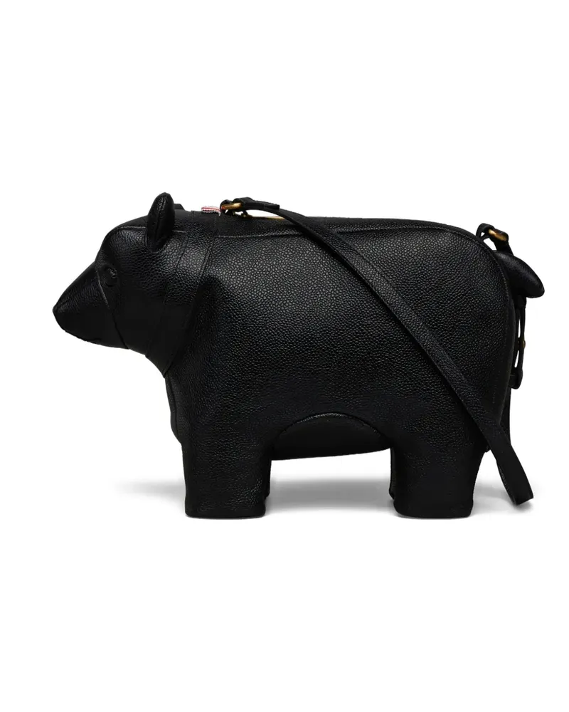 Thom Browne Schultertasche mit Bär-Motiv - Schwarz Schwarz