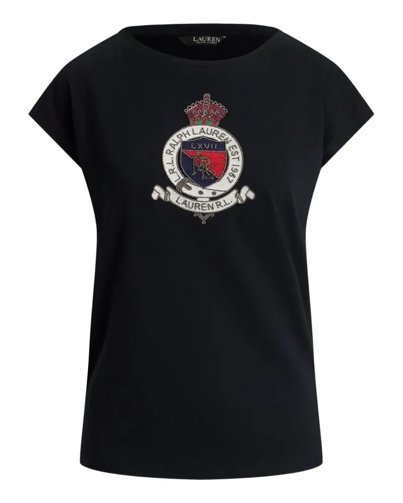 Ralph Lauren crest-patch cap-sleeve T-shirt - Schwarz Schwarz