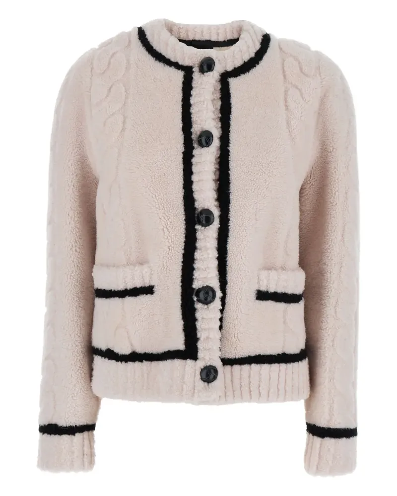 BLANCHA cable-knit crew-neck cardigan - Rosa Rosa
