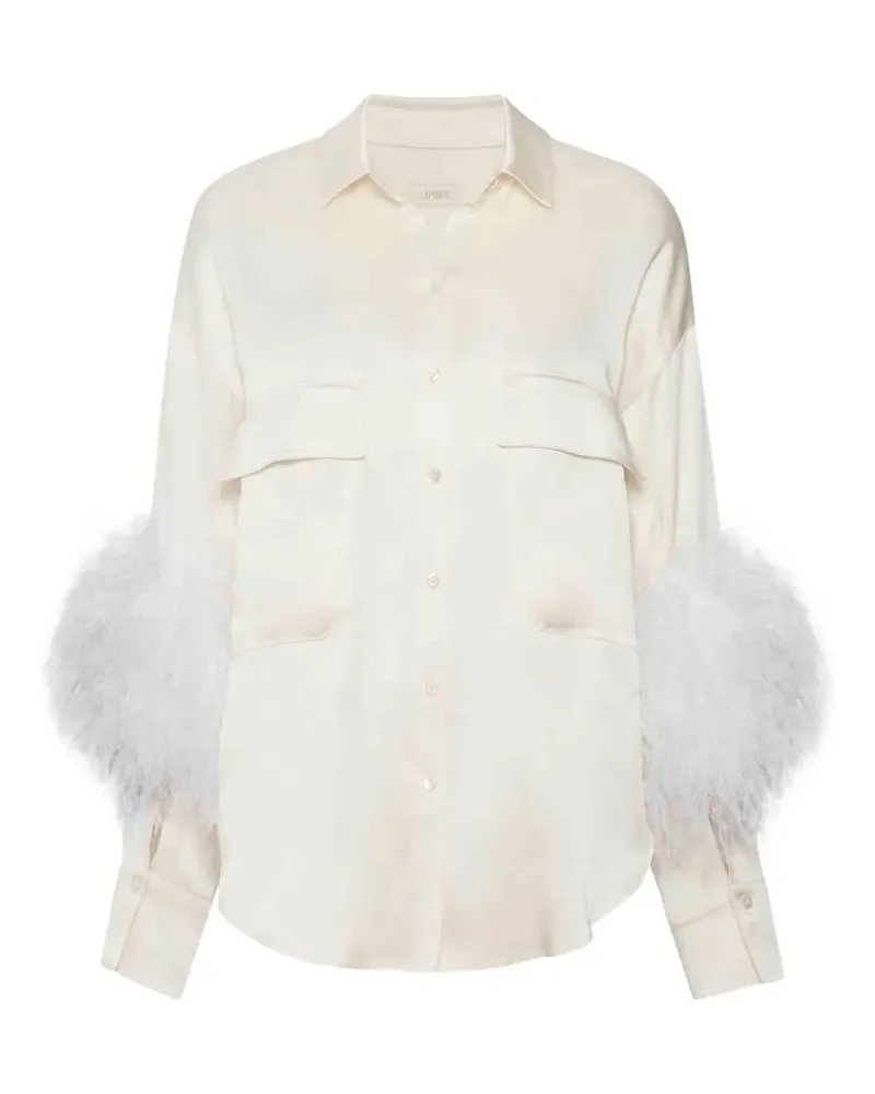 LAPOINTE flap-pockets ostrich-feather shirt - Nude Nude