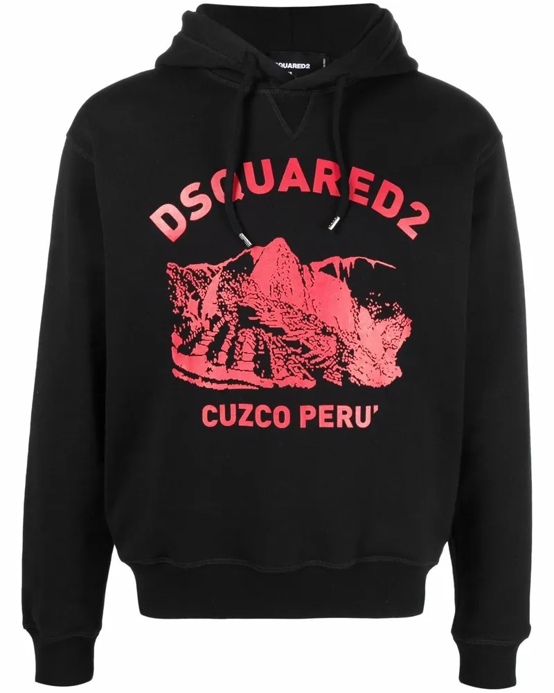 Dsquared2 Hoodie mit Logo-Print Schwarz