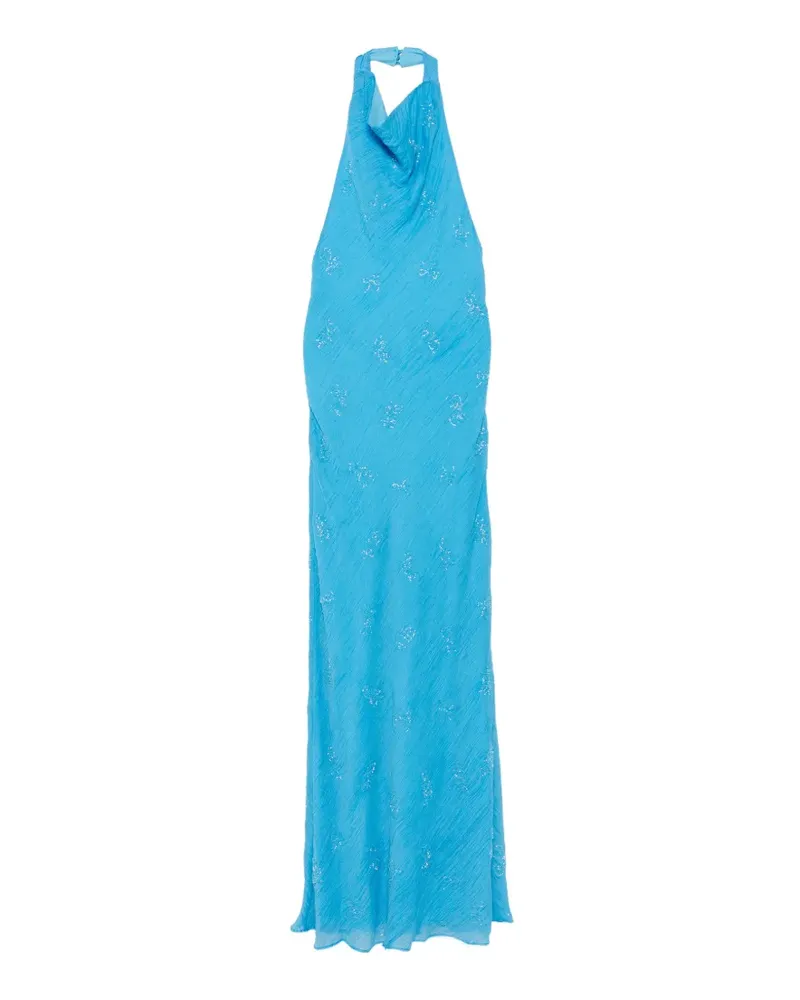 STAUD Roselle beaded halterneck maxi dress - Blau Blau