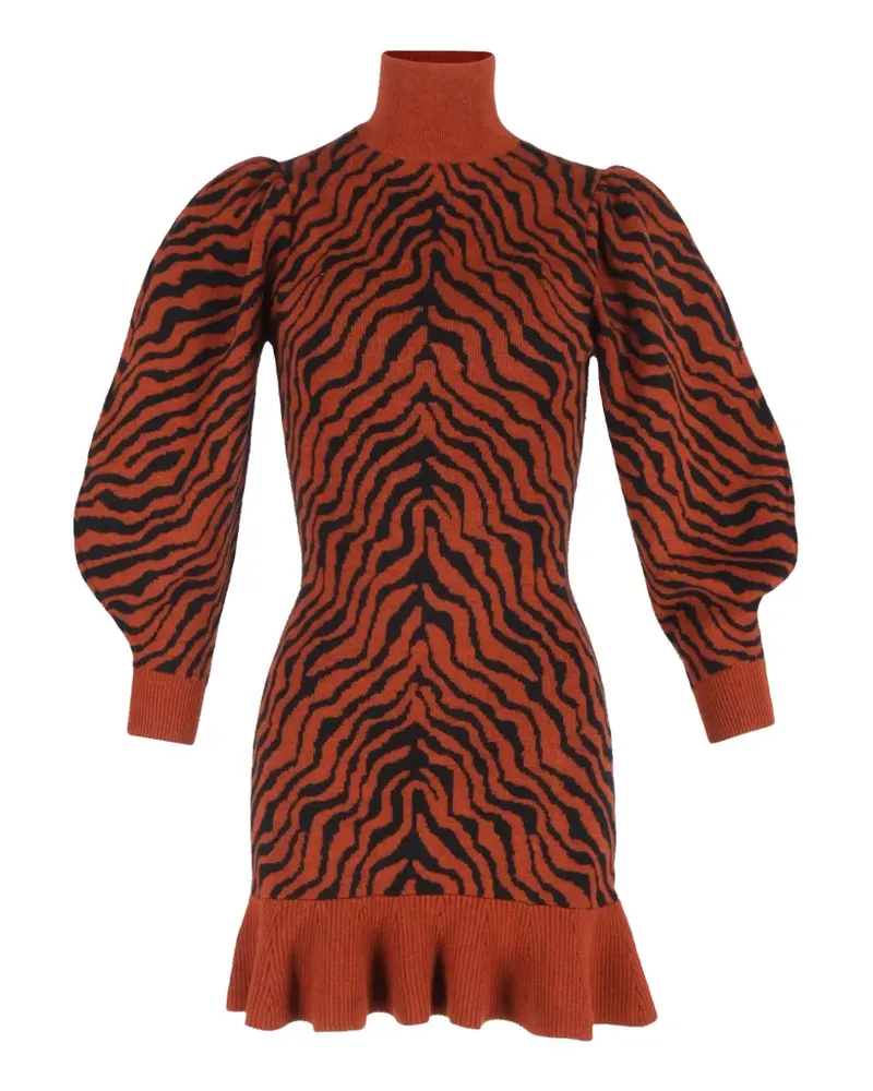 Ulla Johnson Gemustertes Minikleid mit Rüschensaum - Orange Orange