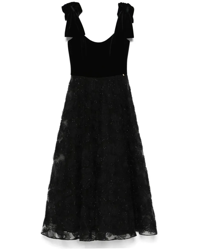 NISSA Midikleid mit Blumenapplikation - Schwarz Schwarz