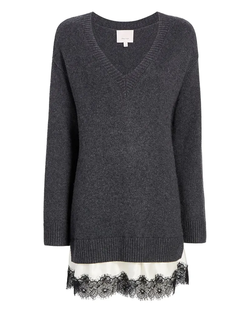 Cinq à Sept Simona Kleid mit Spitzenbesatz - Grau Grau