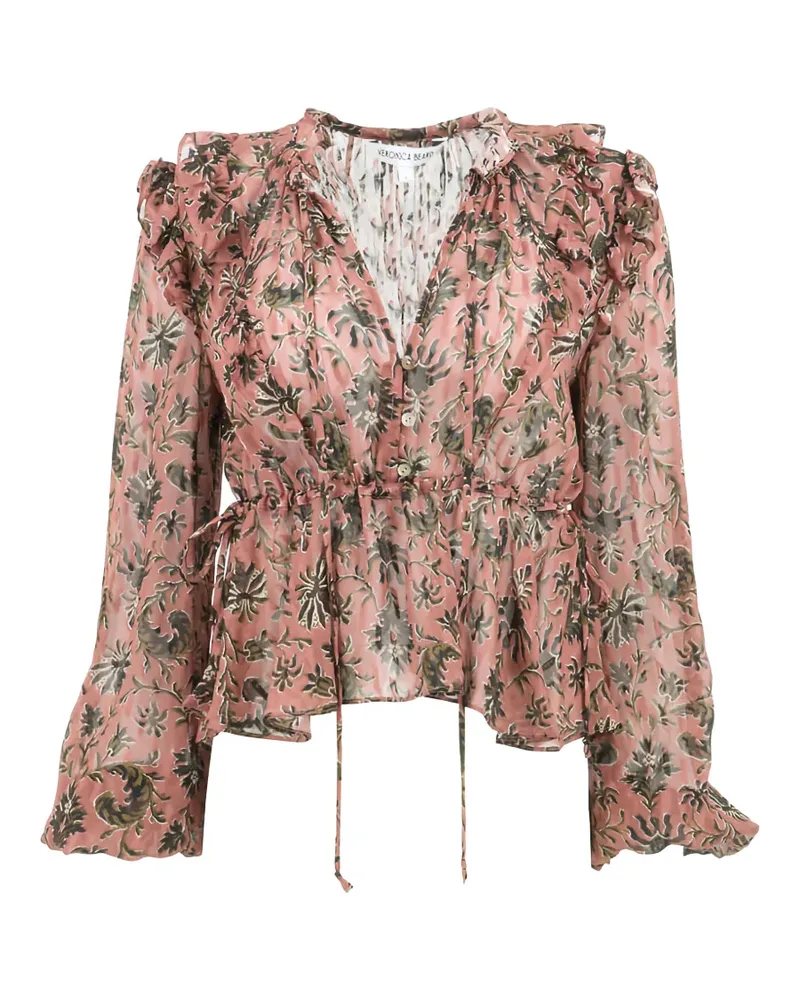 Veronica Beard Gerüschte Bluse mit Blumen-Print - Rosa Rosa
