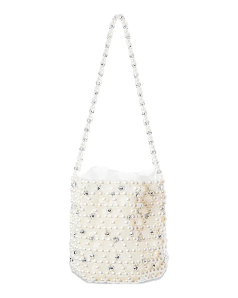 0711 Bibi faux-pearl bucket bag - Weiß Weiß