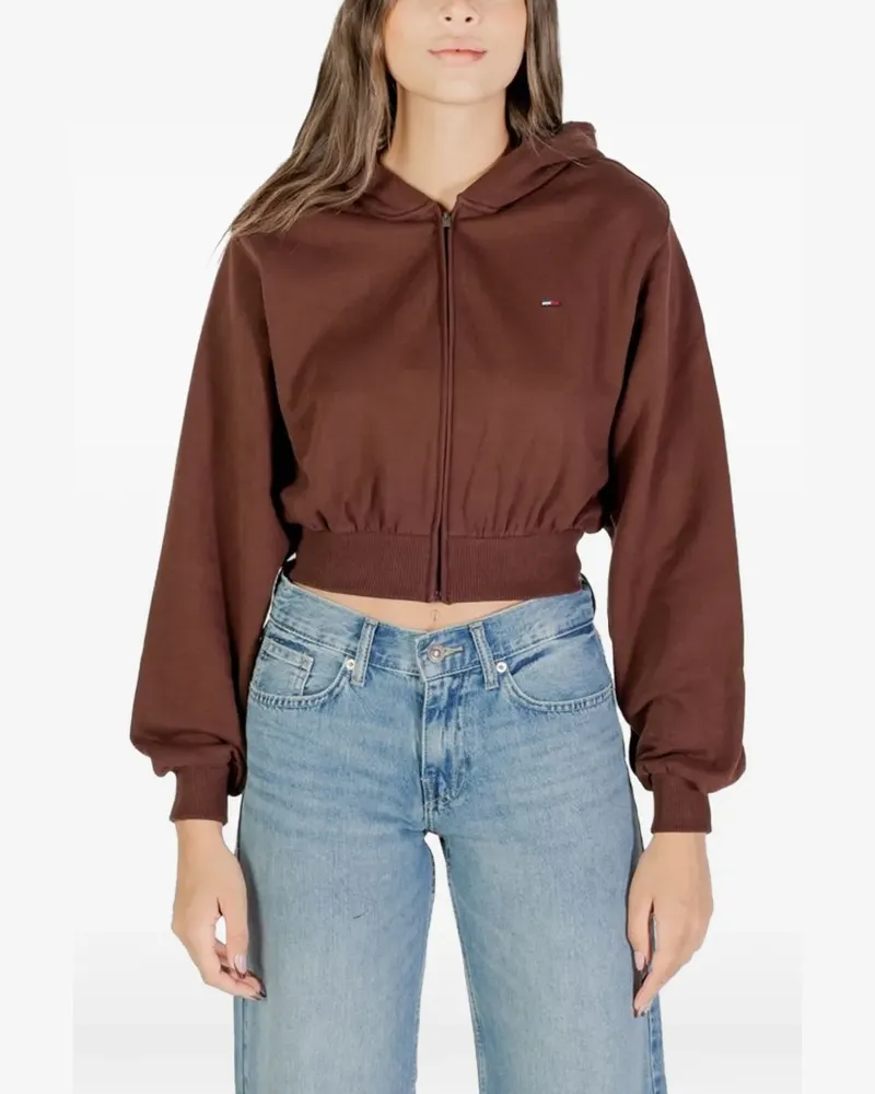 Tommy Hilfiger zip-up cropped hoodie - Braun Braun