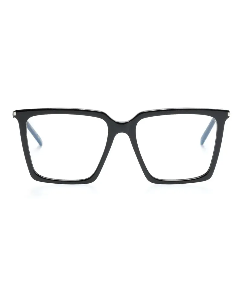 Saint Laurent Eckige Brille mit Logo-Gravur - Schwarz Schwarz