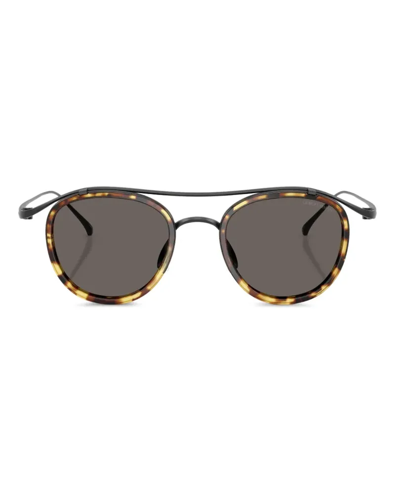 Giorgio Armani Runde Sonnenbrille in Schildpattoptik - Schwarz Schwarz