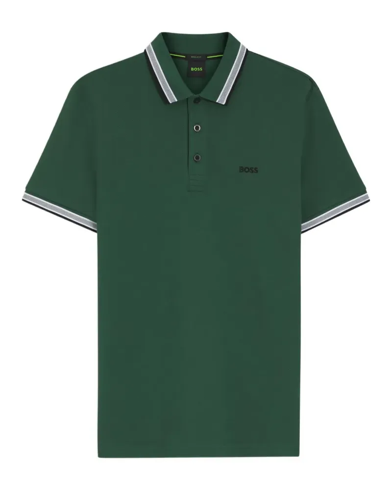 HUGO BOSS Poloshirt mit gestreiftem Kragen - Grün Grün