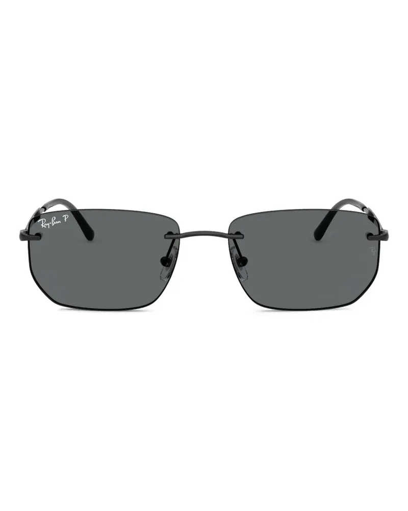 Ray Ban Rahmenlose Sonnenbrille mit eckigen Gläsern - Schwarz Schwarz