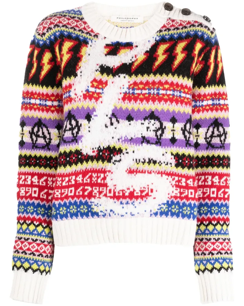 Philosophy Di Lorenzo Serafini Good Vibes Intarsien-Pullover - Weiß Weiß