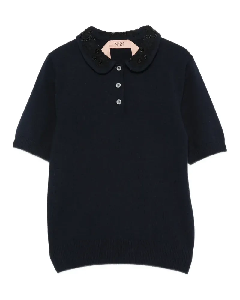 N° 21 bead-embellished polo shirt - Blau Blau