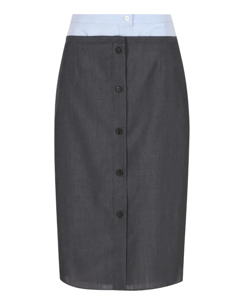 Prada button-down layered-effect midi skirt - Grau Grau