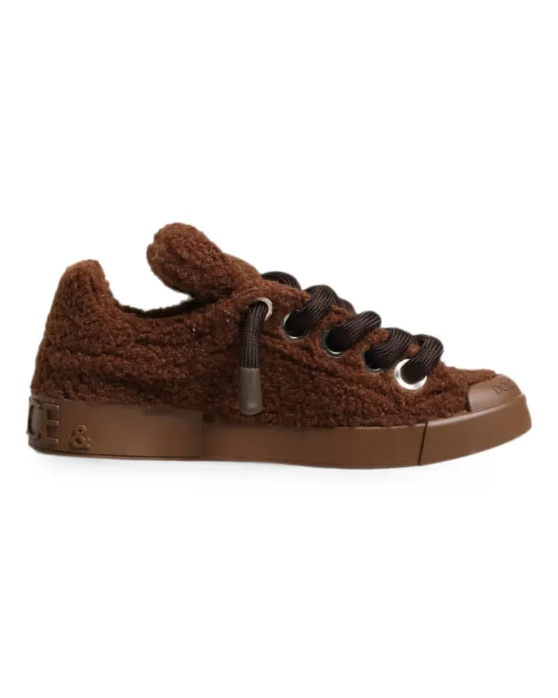 Dolce & Gabbana Sneakers mit Faux Shearling - Braun Braun
