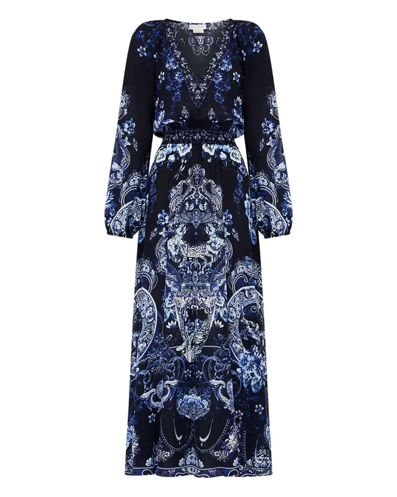 Camilla Kleid mit geraffter Taille - Blau Blau