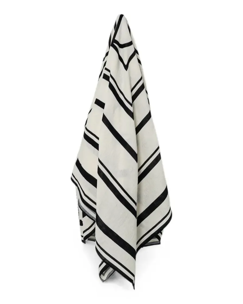 Anine Bing Eliza logo-print striped scarf - Weiß Weiß