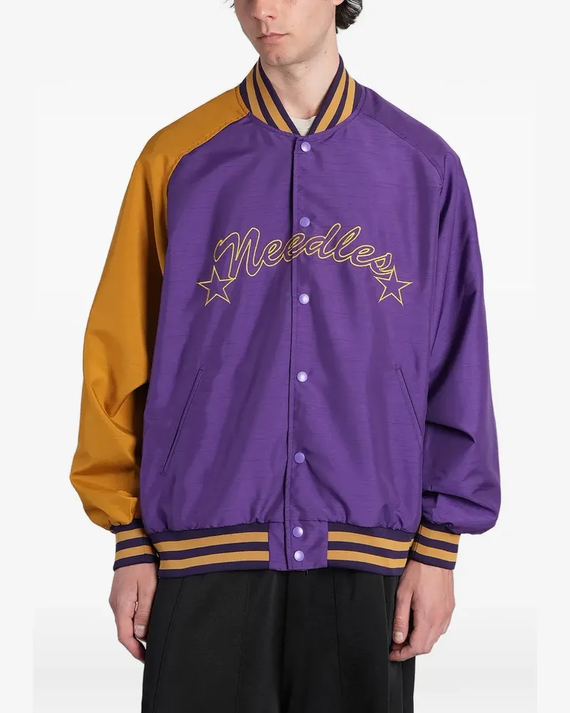 NEEDLES logo-embroidered bomber jacket - Violett Violett