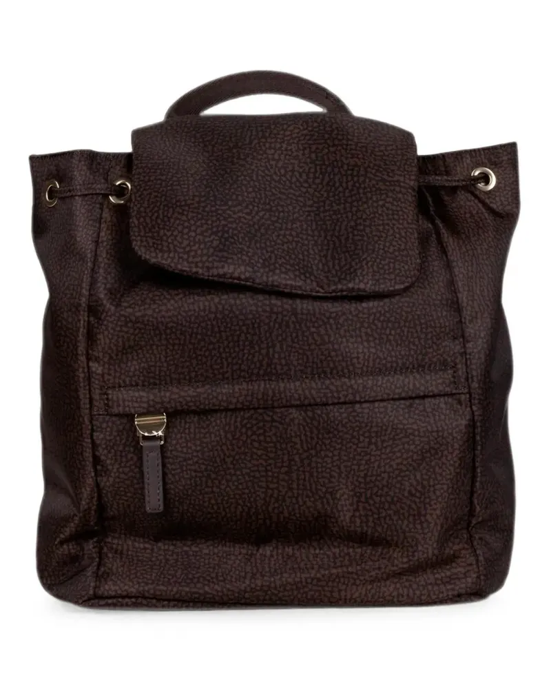 Borbonese OP-print foldover backpack - Braun Braun
