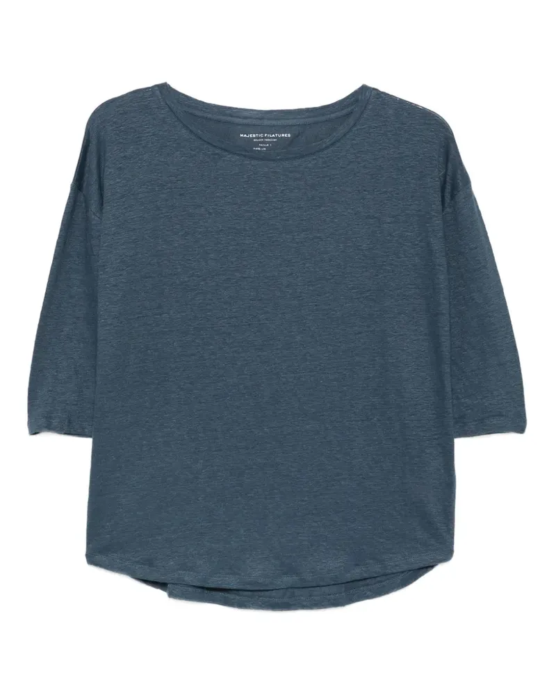 Majestic Oberteil mit Dreiviertelärmeln - Blau Blau