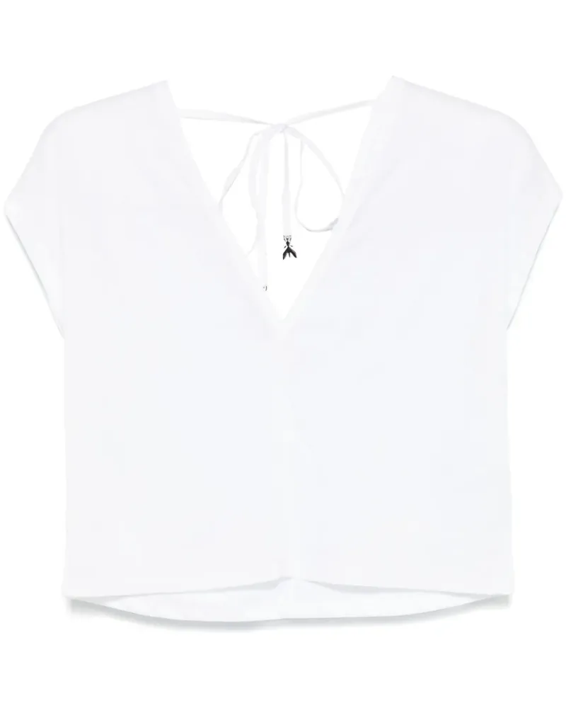 Patrizia Pepe Geripptes T-Shirt mit Knoten - Weiß Weiß