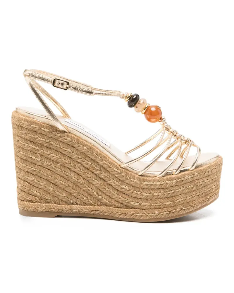 Jimmy Choo bead-embellished wedge sandals - Gold Gold