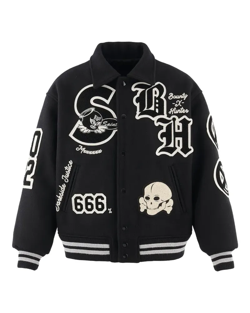 SAINT MXXXXXX Collegejacke mit Patch-Detail - Schwarz Schwarz