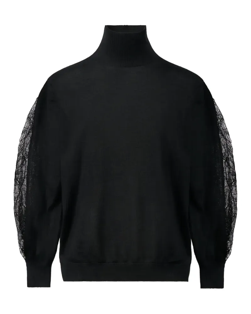 Fabiana Filippi Pullover mit Stehkragen und Spitzeneinsätzen - Schwarz Schwarz