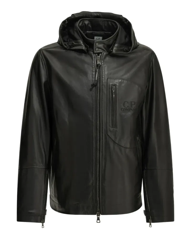 C.P. Company Goggle Lederjacke - Schwarz Schwarz