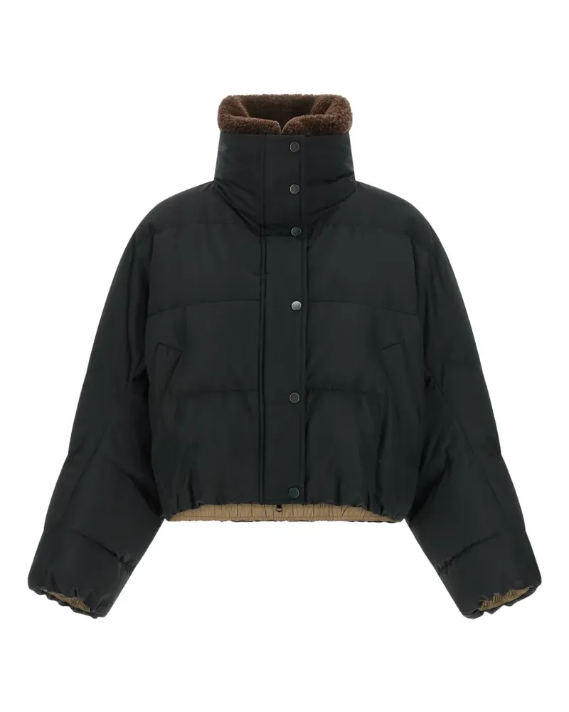 Brunello Cucinelli Monili-detail cropped puffer jacket - Schwarz Schwarz