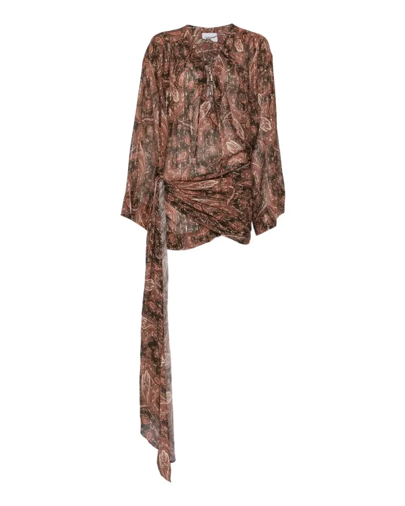 ANDAMANE Indira paisley-print lace-fastening mini dress - Braun Braun