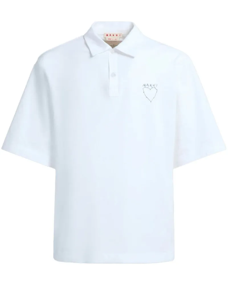 Marni Poloshirt mit grafischem Print Weiß
