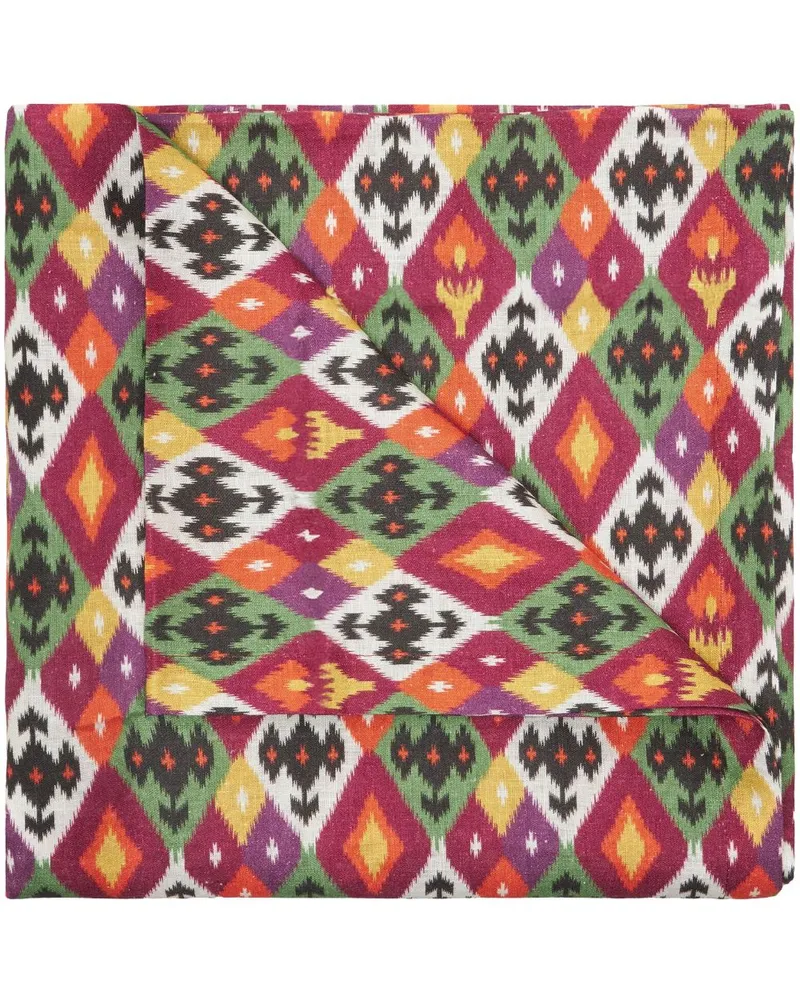 CABANA Diamond Ikat Tischdecke aus Leinen (320cm x 170cm Rot