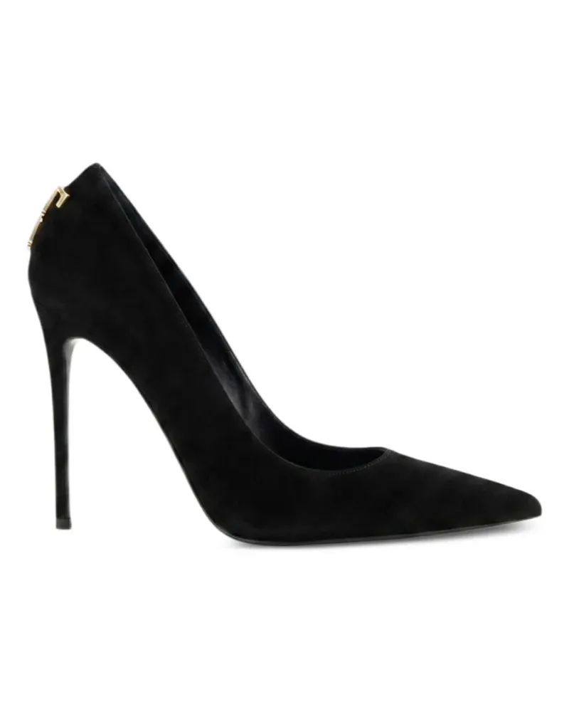 Elisabetta Franchi Pumps aus Wildleder mit Logo - Schwarz Schwarz
