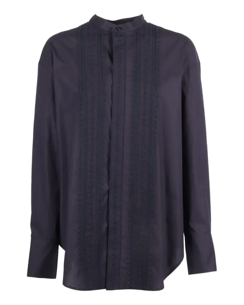 forte_forte Les Fleurs embroidered poplin shirt - Blau Blau
