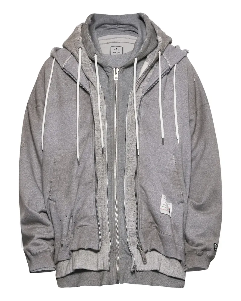 MIHARAYASUHIRO Hoodie im Layering-Look - Grau Grau