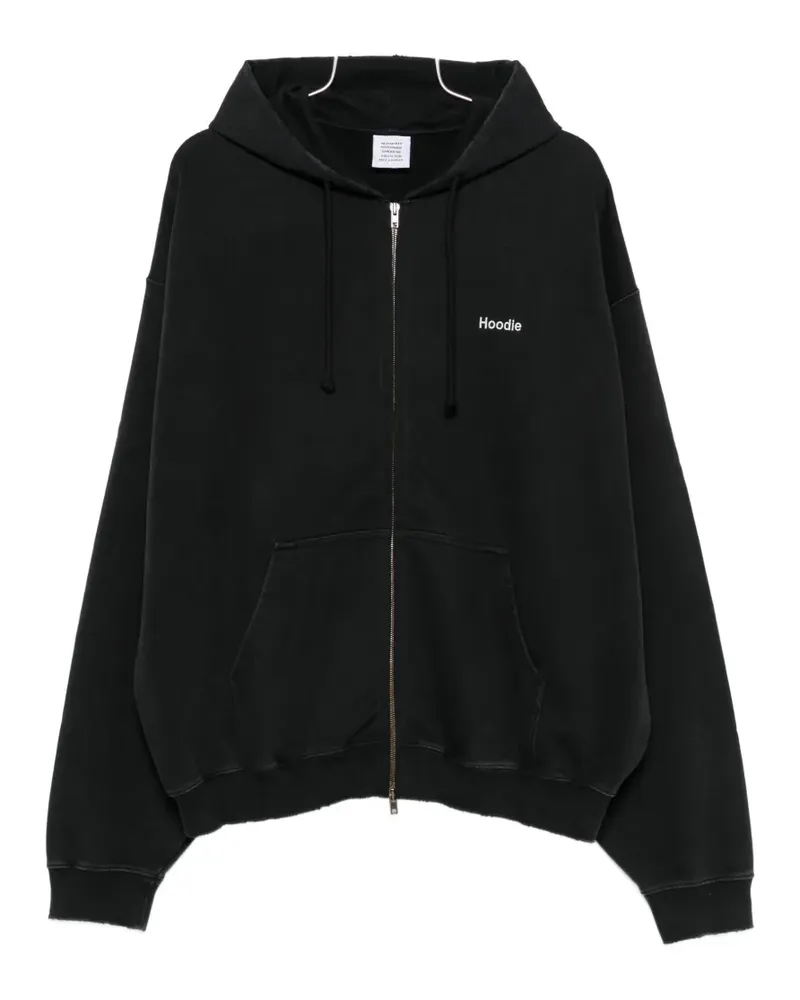 VETEMENTS logo-print zip-up hoodie - Schwarz Schwarz