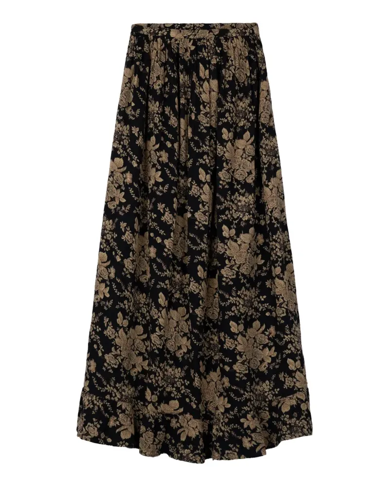 Antik Batik Cinzo floral-print maxi skirt - Schwarz Schwarz