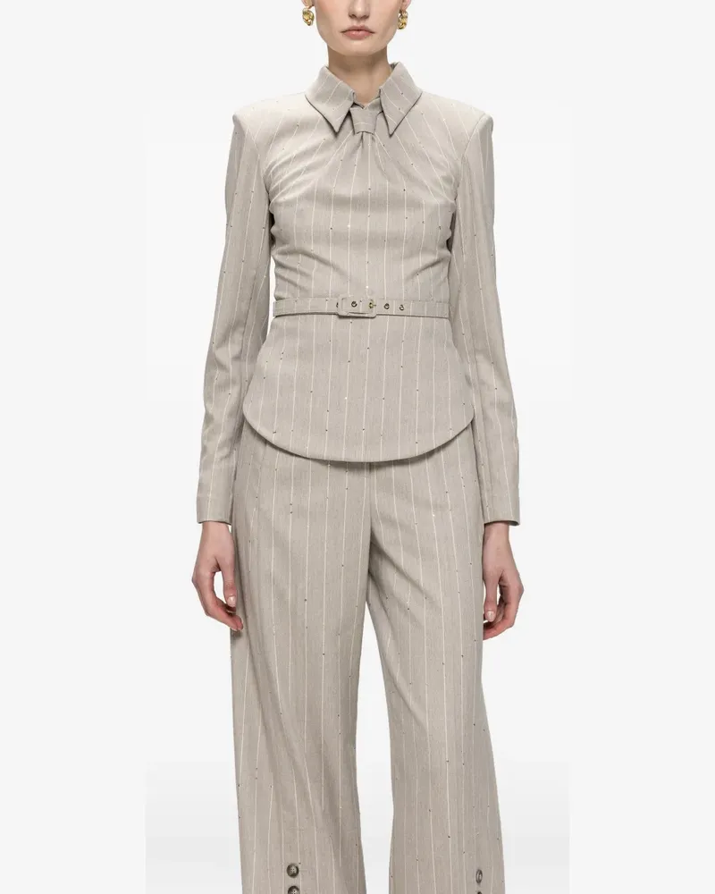 NISSA tie-detail tailored top - Nude Nude